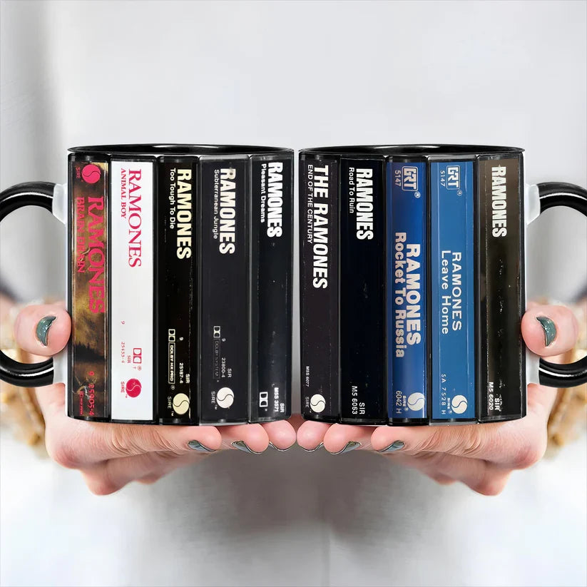 Ceramic Accent Mug Retro Ramones Cassette Design Gift GradoCreations