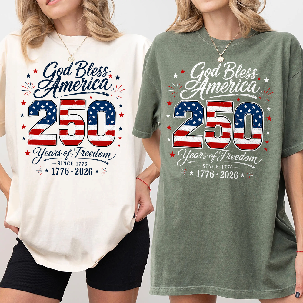 Personalized Comfort Shirt God Bless America 4th of July Gift Comfort Shirt GradoCreations