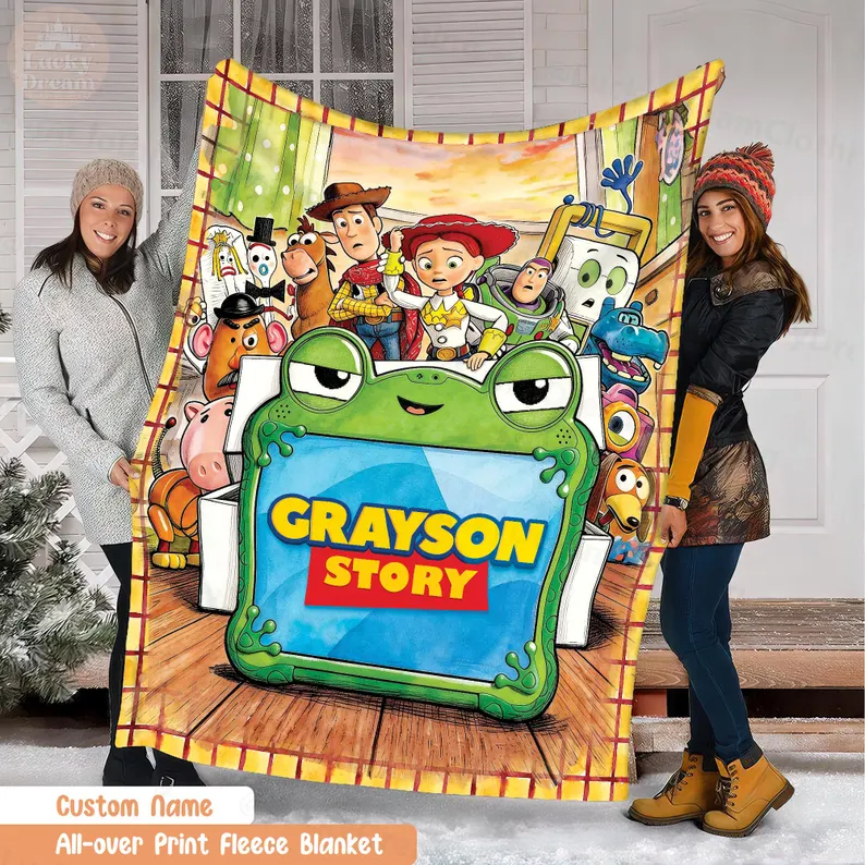 Personalized Fleece Blanket Custom Name for Kids Movie Fans