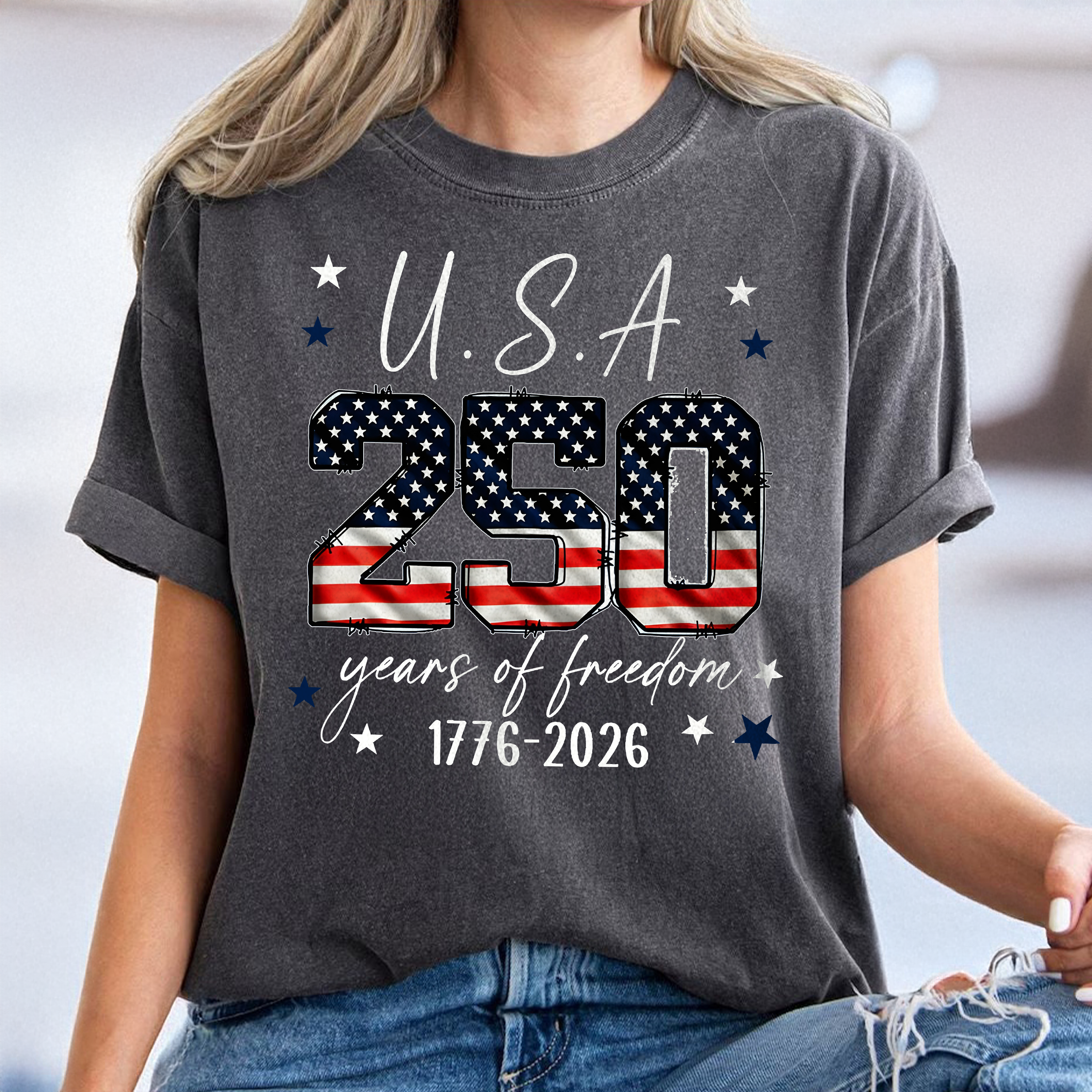 Personalized Comfort Shirt USA 250 Years Freedom Gift Comfort Shirt GradoCreations
