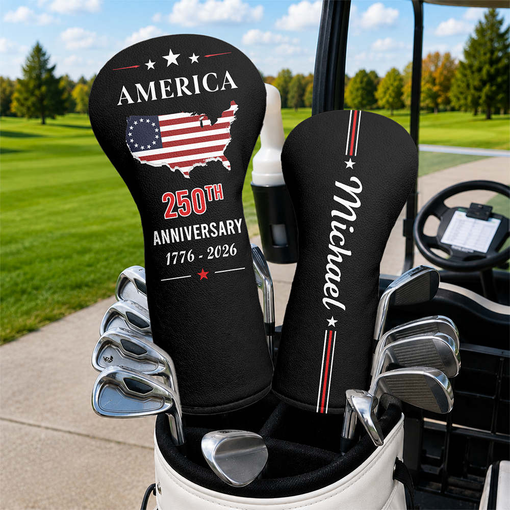 Personalized Golf Head Cover Custom Name 250th Anniversary Gift HN590 - Golf Head Cover GradoCreations