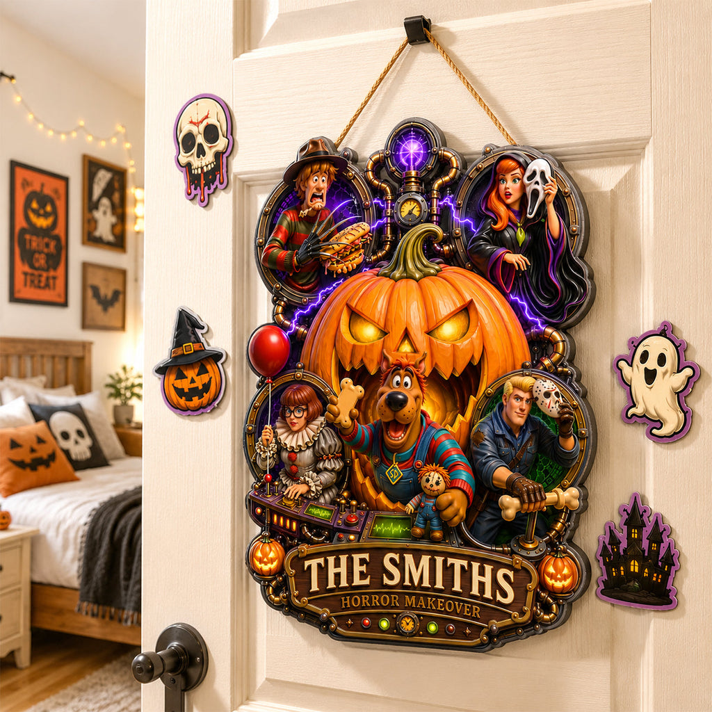 Personalized Custom Shaped Wood Sign Halloween Family Gift Wood Sign GradoCreations