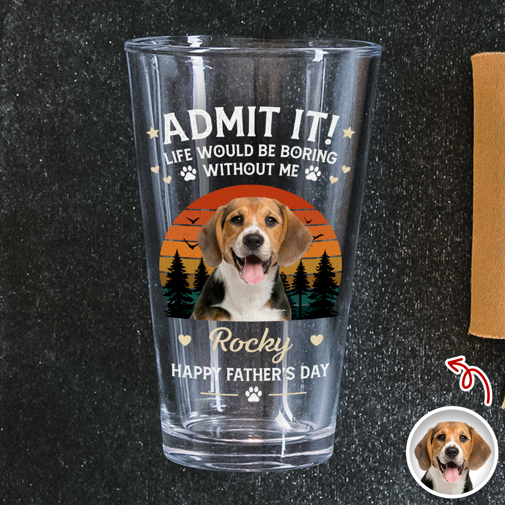 Personalized Beer Glass Custom Photo Gift for Dog Dad HN590 - Print Beer Glass GradoCreations