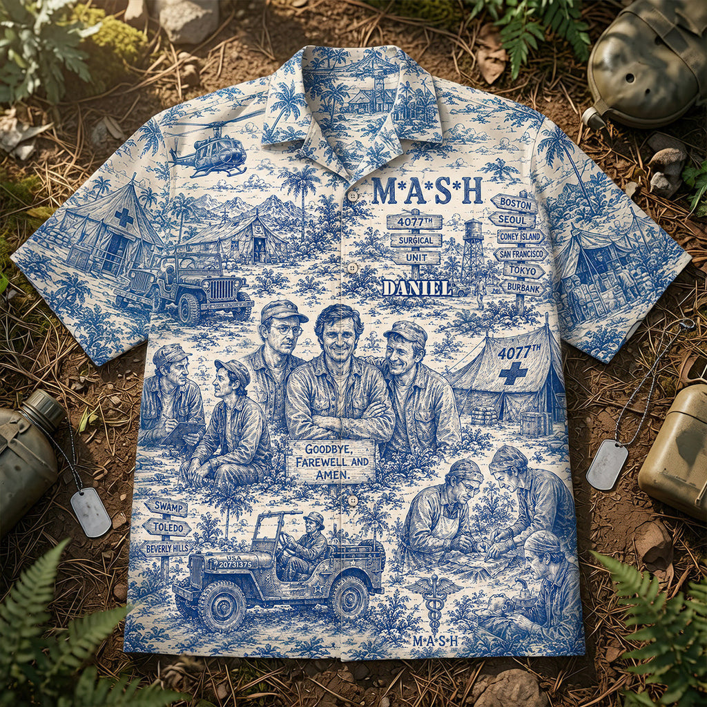 Personalized Vintage Army Camp Hawaiian Shirt Gift for Him Hawaiian Shirt GradoCreations