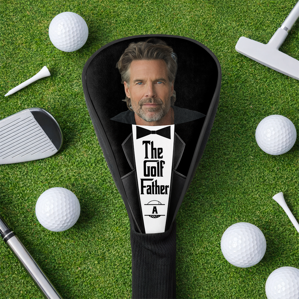 Personalized Golf Club Head Cover Custom Photo US Flag Gift for Dad HN590 - Golf Club Head Cover GradoCreations