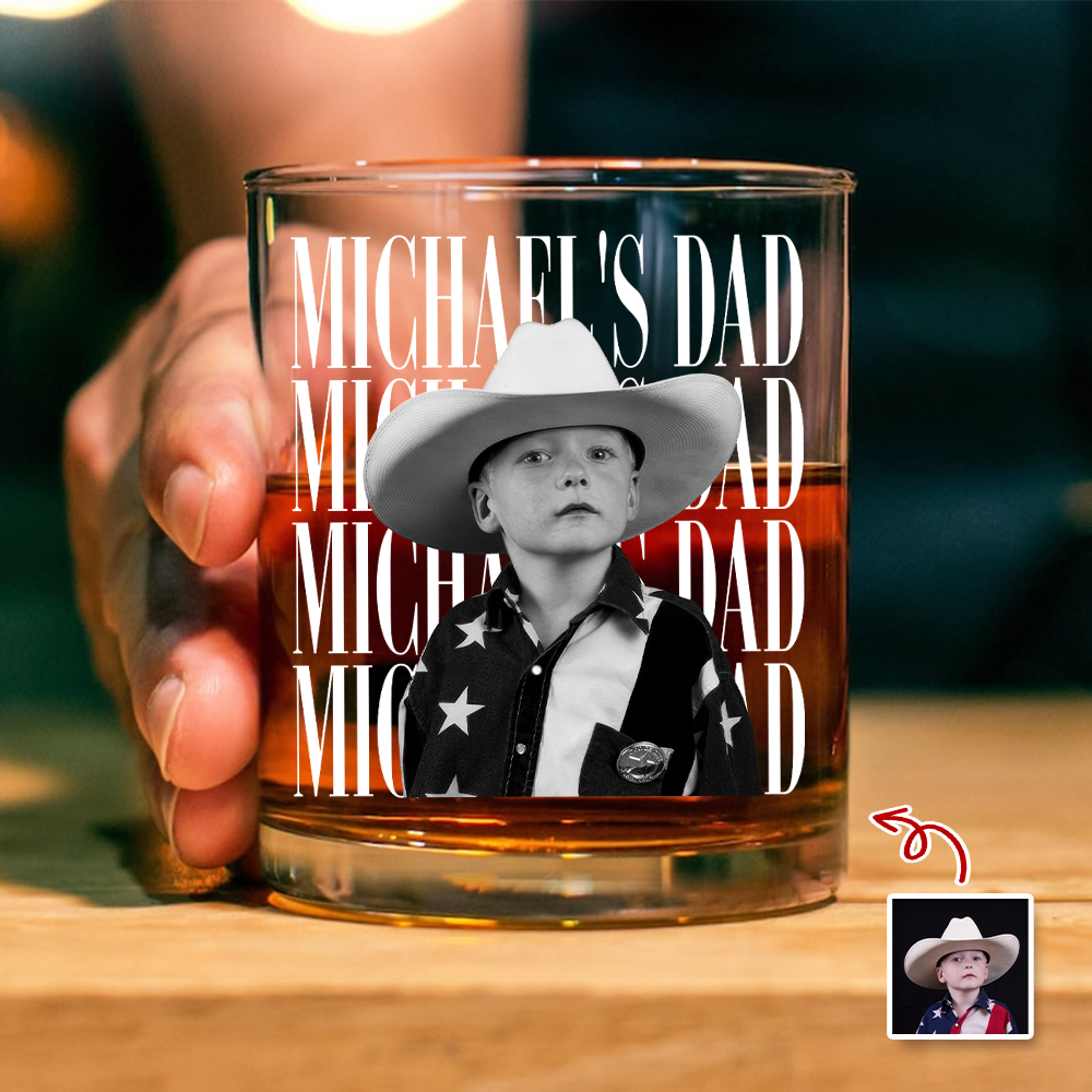 Personalized Vintage Photo Whiskey Glass Custom Gift for Dad HN590 - Print Rock Glass GradoCreations
