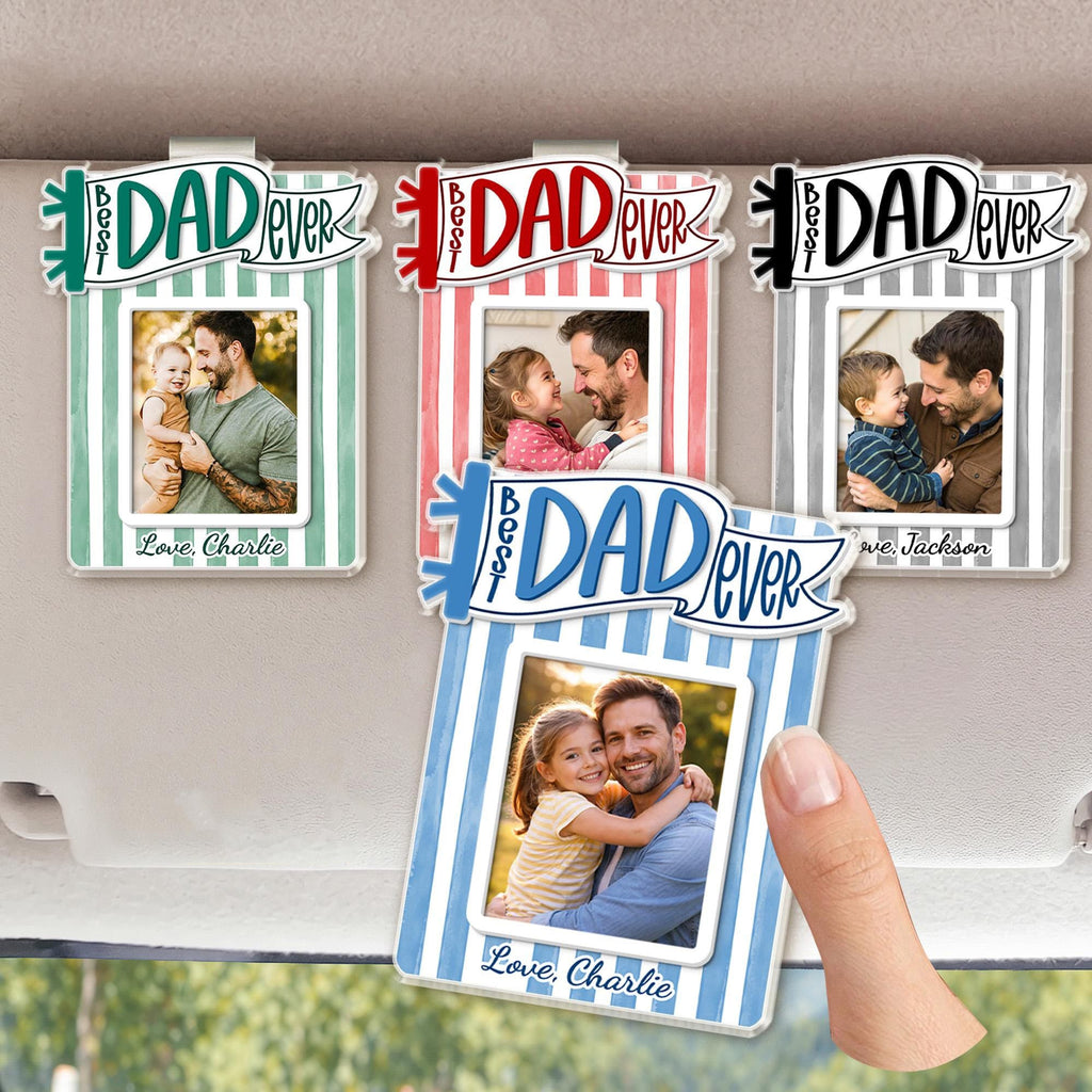 Personalized Dad Car Visor Photo Clip Gift for Father's Day HN590 - Acrylic Car Visor Clip GradoCreations