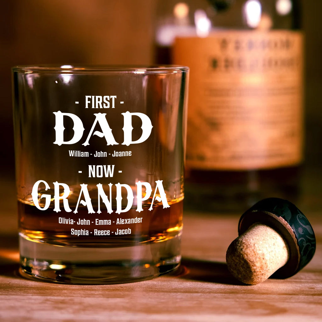 Personalized Whiskey Glass Gift for Dad and Grandpa - Father’s Day HN590 - Print Rock Glass GradoCreations