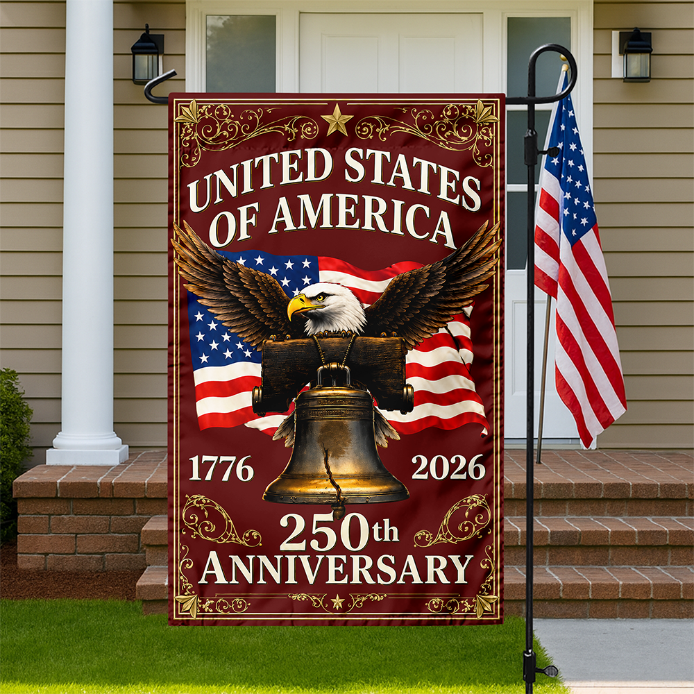 Personalized 250th Anniversary Garden Flag with Eagle Design HN590 - Garden Flag GradoCreations