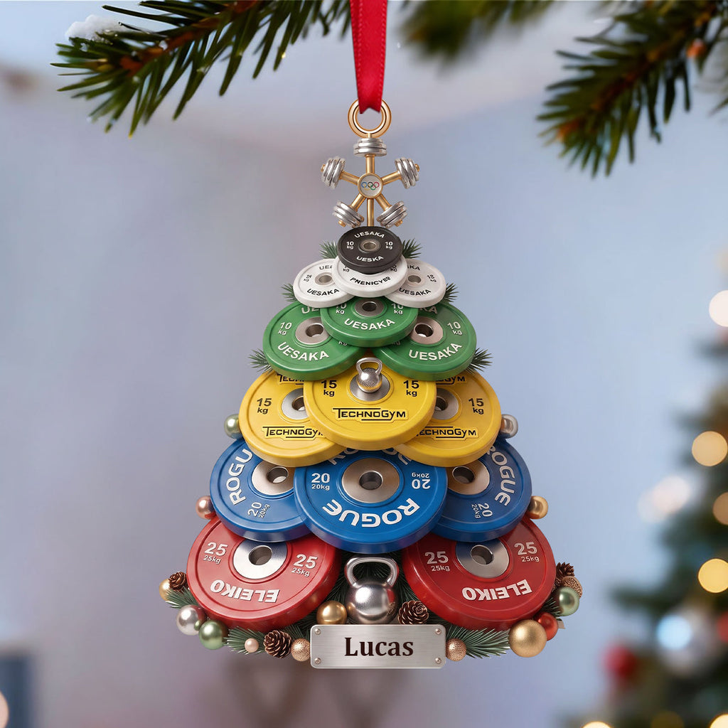 Personalized Weightlifting Christmas Ornament Gym Gift for Fitness Enthusiast Ornament GradoCreations