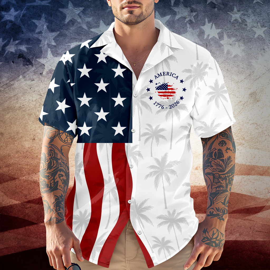 Personalized American Flag Hawaiian Shirt 250th Anniversary Gift HN590 - AOP Hawai Shirt GradoCreations