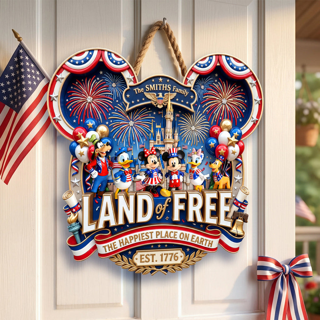 Personalized Land of Free Wood Sign Family Gift for Home Decor
