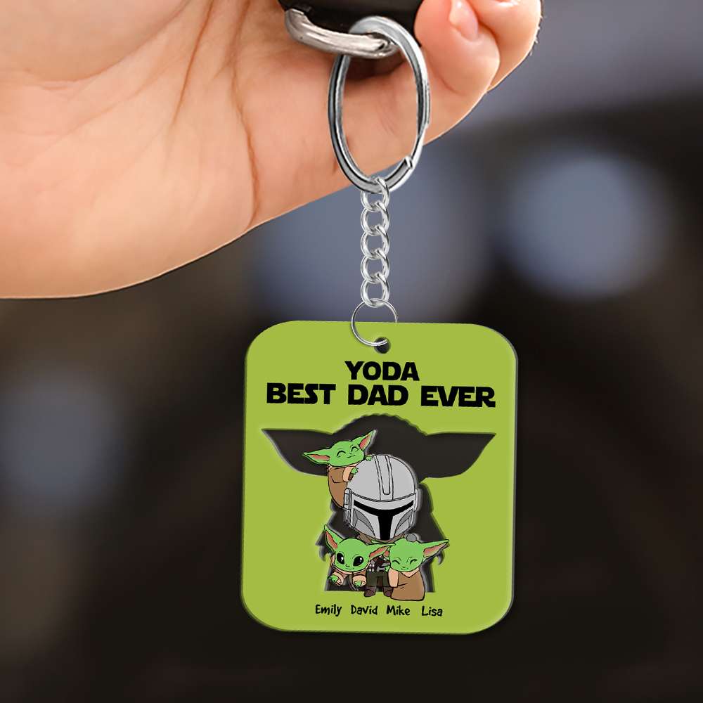 Personalized Yoda Best Dad Ever Acrylic Keychain Gift for Dad