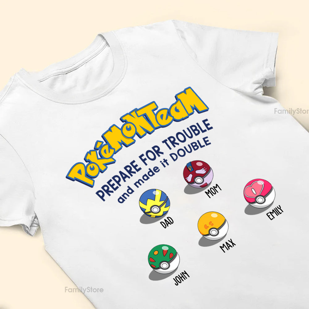 Personalized Pokémon Team T-Shirt Custom Names Gift for Family