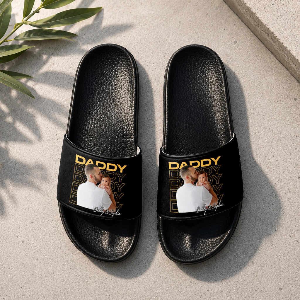 Personalized Slide Sandals Custom Photo Gift for Dad HN590 - Slide Sandals GradoCreations