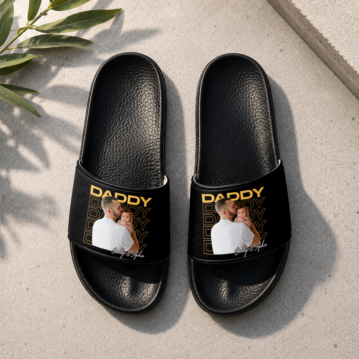 Personalized Slide Sandals Custom Photo Gift for Dad HN590 - Slide Sandals GradoCreations