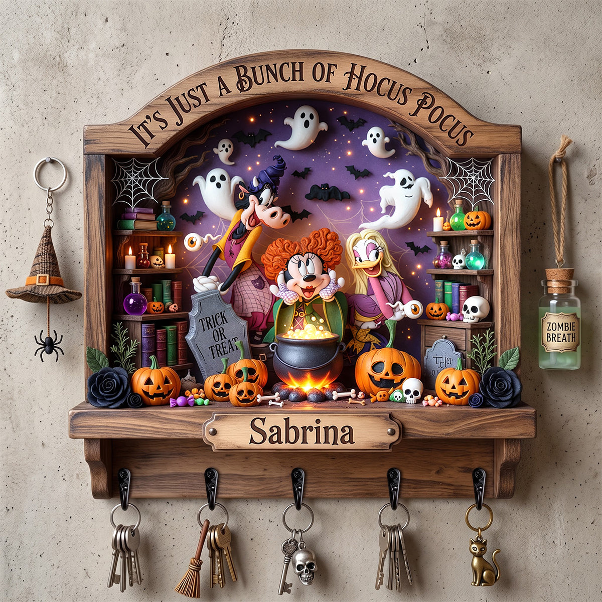 Personalized Halloween Hanging Rack Custom Family Name Gift Hanging Rack GradoCreations