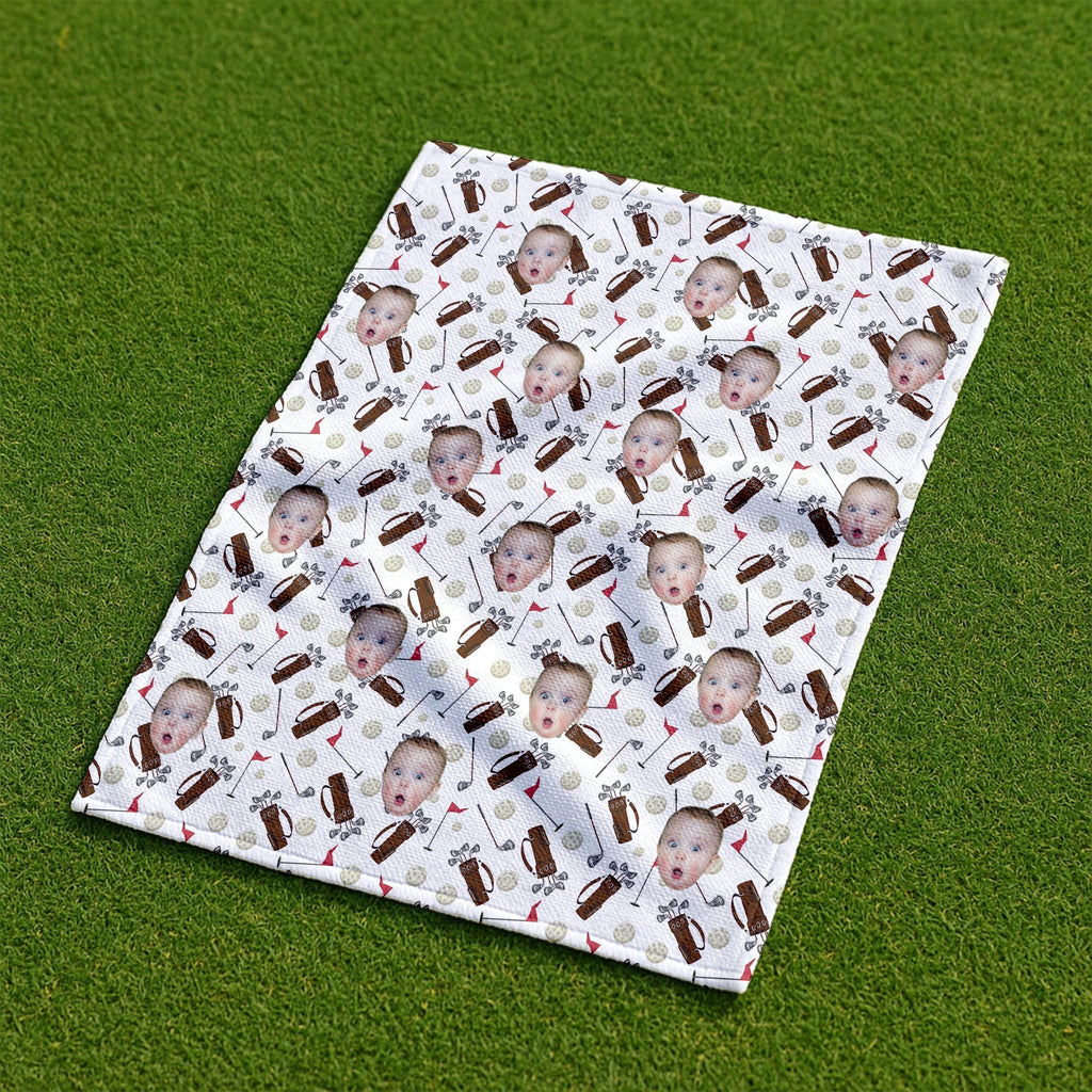 Personalized Microfiber Golf Towel with Custom Funny Face Gift for Dad, Grandpa, Golf Lovers