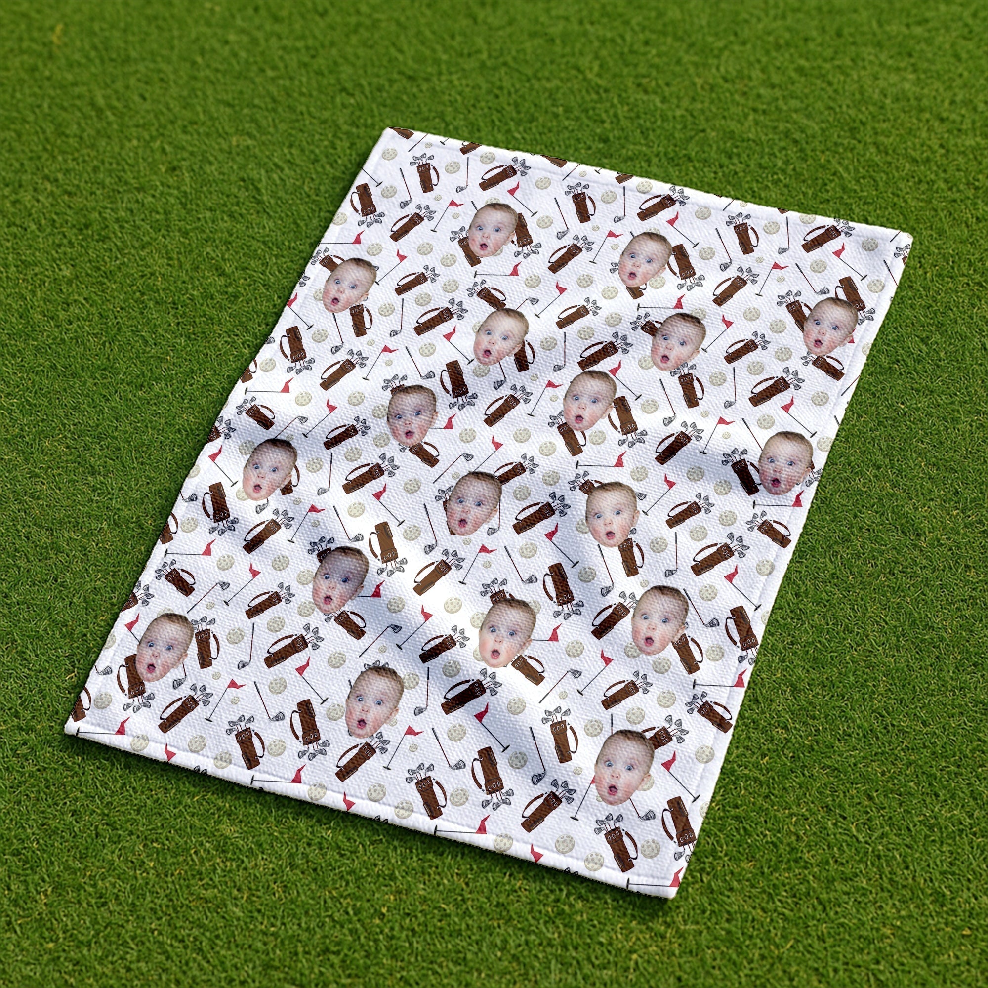 Personalized Microfiber Golf Towel with Custom Funny Face Gift for Dad, Grandpa, Golf Lovers