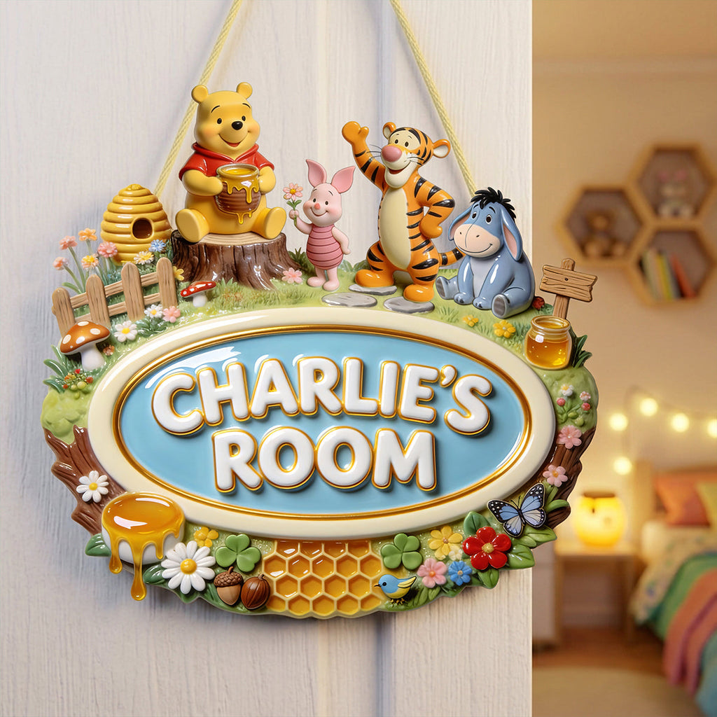 Personalized Honey Bear Wood Sign Custom Name Gift for Kids Wood Sign GradoCreations
