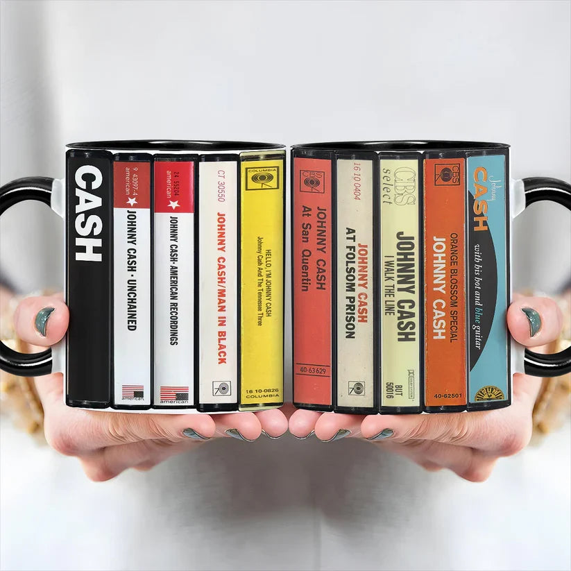 Johnny Cash Cassette Accent Mug Retro Ceramic Drinkware Gift GradoCreations
