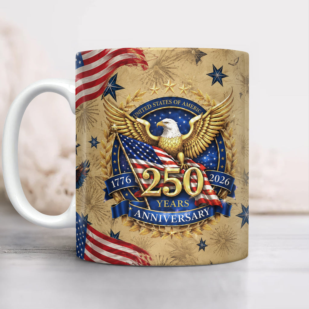 Personalized USA 250 Years Eagle Coffee Mug Custom Gift HN590 - edge to edge mug GradoCreations