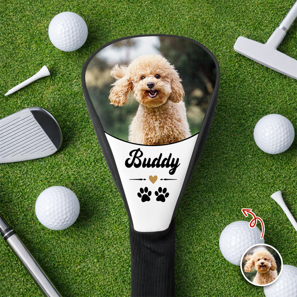 Personalized Photo Golf Club Head Cover Custom Gift for Dad HN590 - Golf Club Head Cover GradoCreations