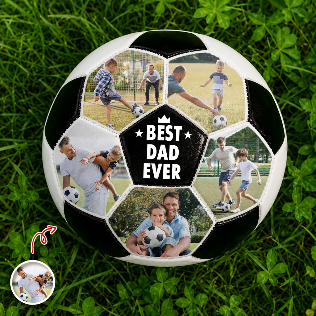 Custom Soccer Ball Gift for Dad Personalized Photo Best Coach Ever Baseball Ball Fix GradoCreations