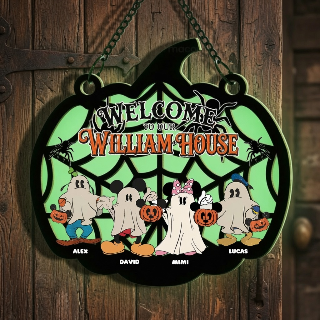 Personalized Luminous Halloween Wooden Sign Family Gift Luminous Wooden Sign GradoCreations