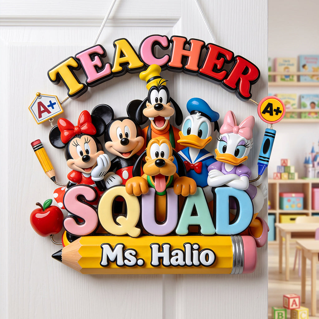 Personalized Teacher Squad Wooden Sign Custom Name Gift Wood Sign GradoCreations
