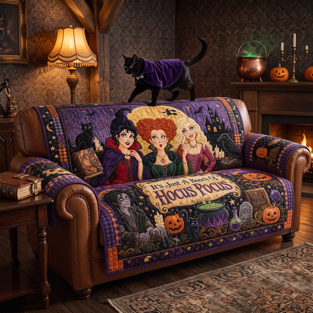 Personalized Quilted Sofa Cover Hocus Pocus Halloween Gift Quited Sofa Cover GradoCreations