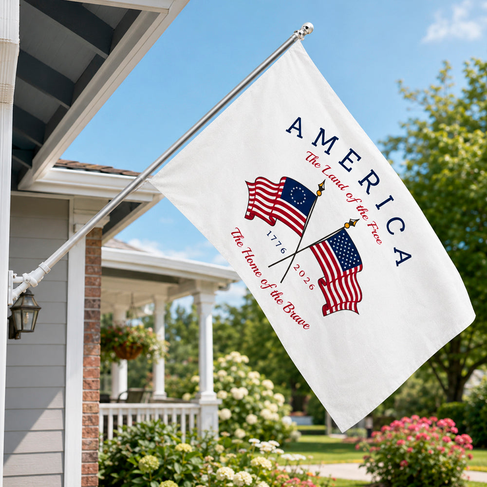 Personalized House Flag America The Land Of The Free Gift HN590 - Banner House Flag GradoCreations