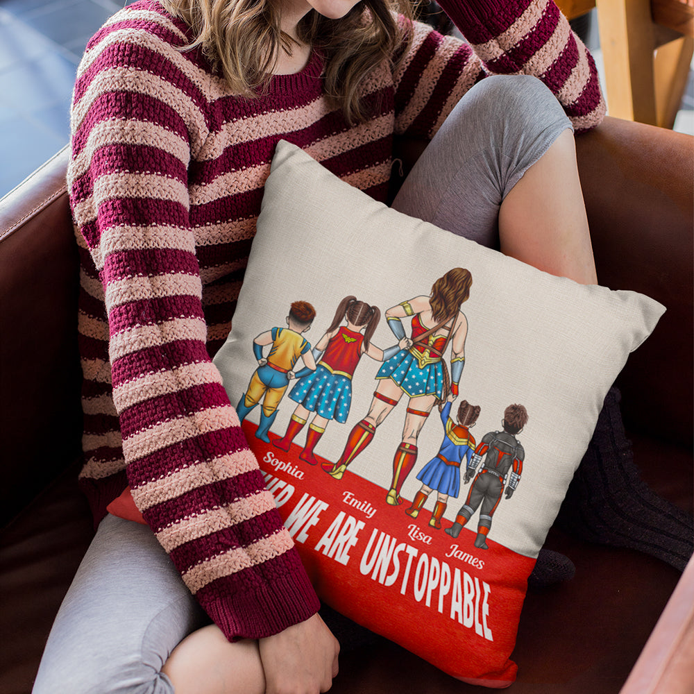 Personalized Superhero Pillow Gift for Mom from Kids - Mother's Day