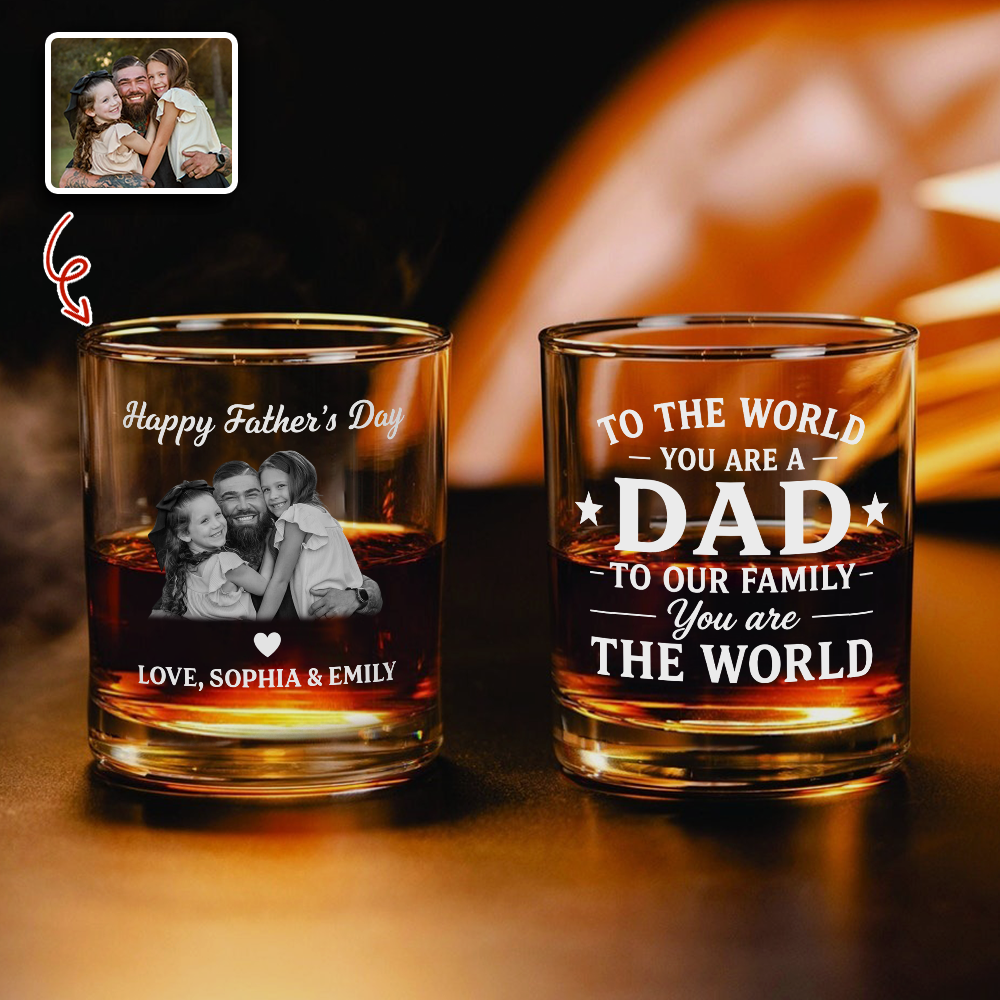 Personalized Whiskey Glass Custom Photo Gift for Dad HN590 - Print Rock Glass GradoCreations