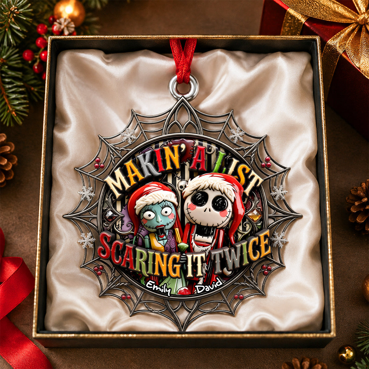 Personalized Spooky Couple Acrylic Ornament Unique Christmas Gift Ornament GradoCreations