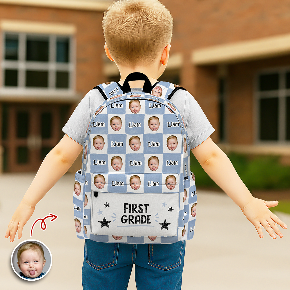 Personalized Photo Backpack Custom Name Gift for Kids HN590 - Printed Backpack GradoCreations