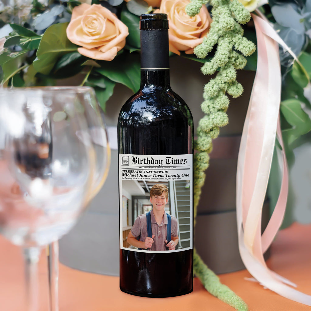 Personalized Photo Birthday Wine Label Custom Gift Decor HN590 - Wine Label GradoCreations