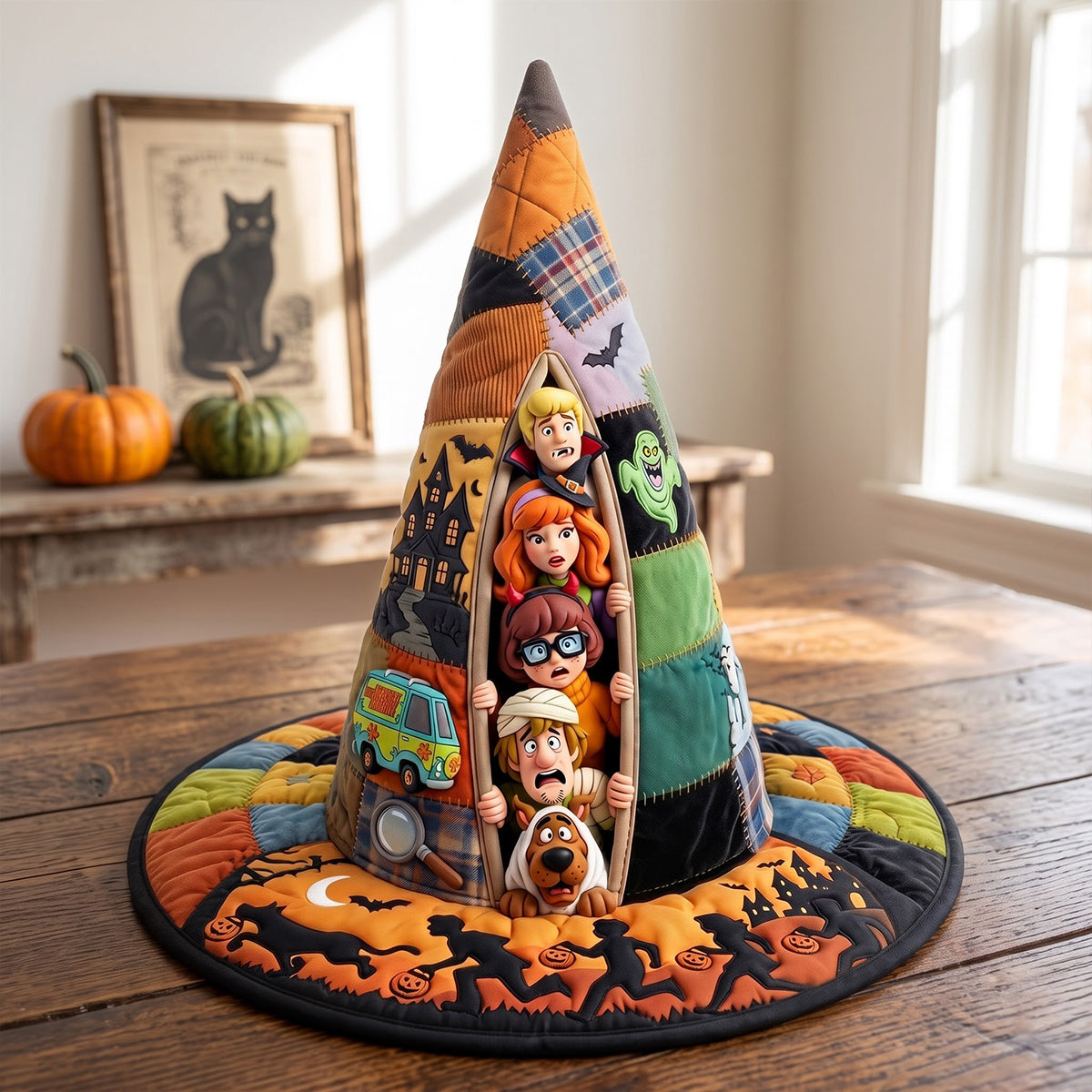 Personalized Quilted Witch Hat for Halloween | Unique Gift for Movie Fans Quilt Witch Hat GradoCreations