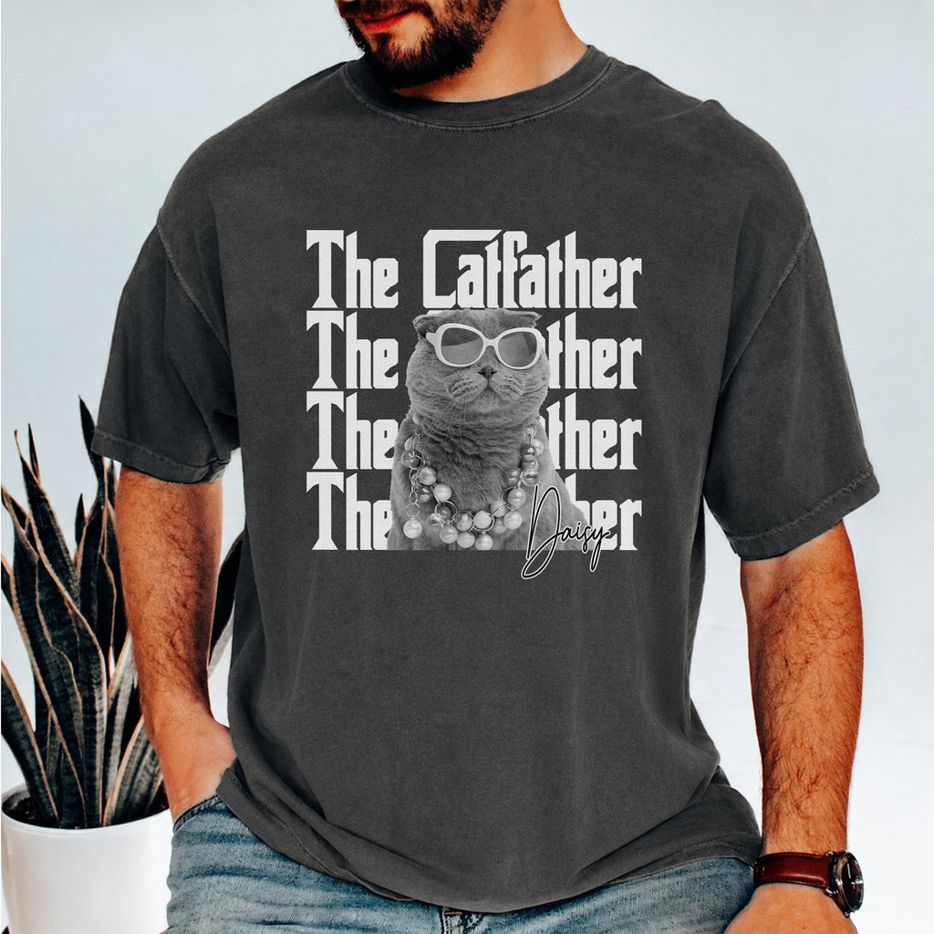 Personalized Catfather Comfort Shirt Custom Photo Gift for Cat Lovers Comfort Shirt GradoCreations