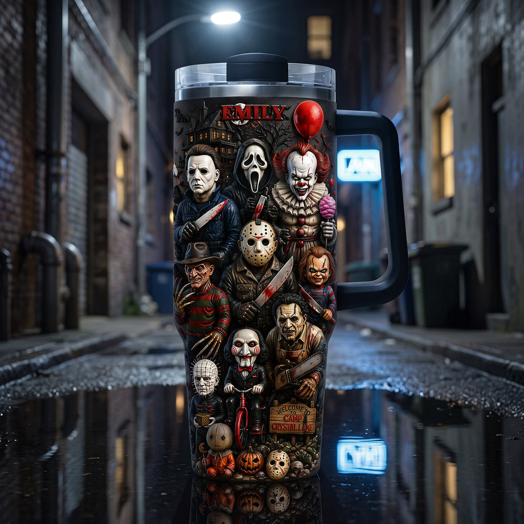 Personalized Halloween Tumbler with Horror Characters Gift Idea Tumbler GradoCreations