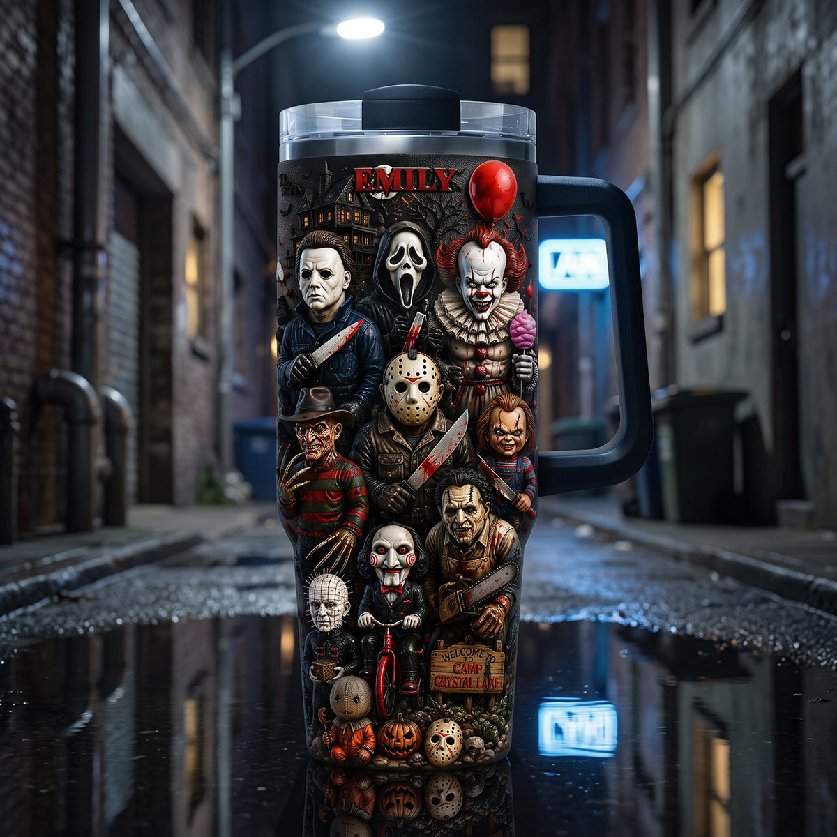 Personalized Halloween Tumbler with Horror Characters Gift Idea Tumbler GradoCreations