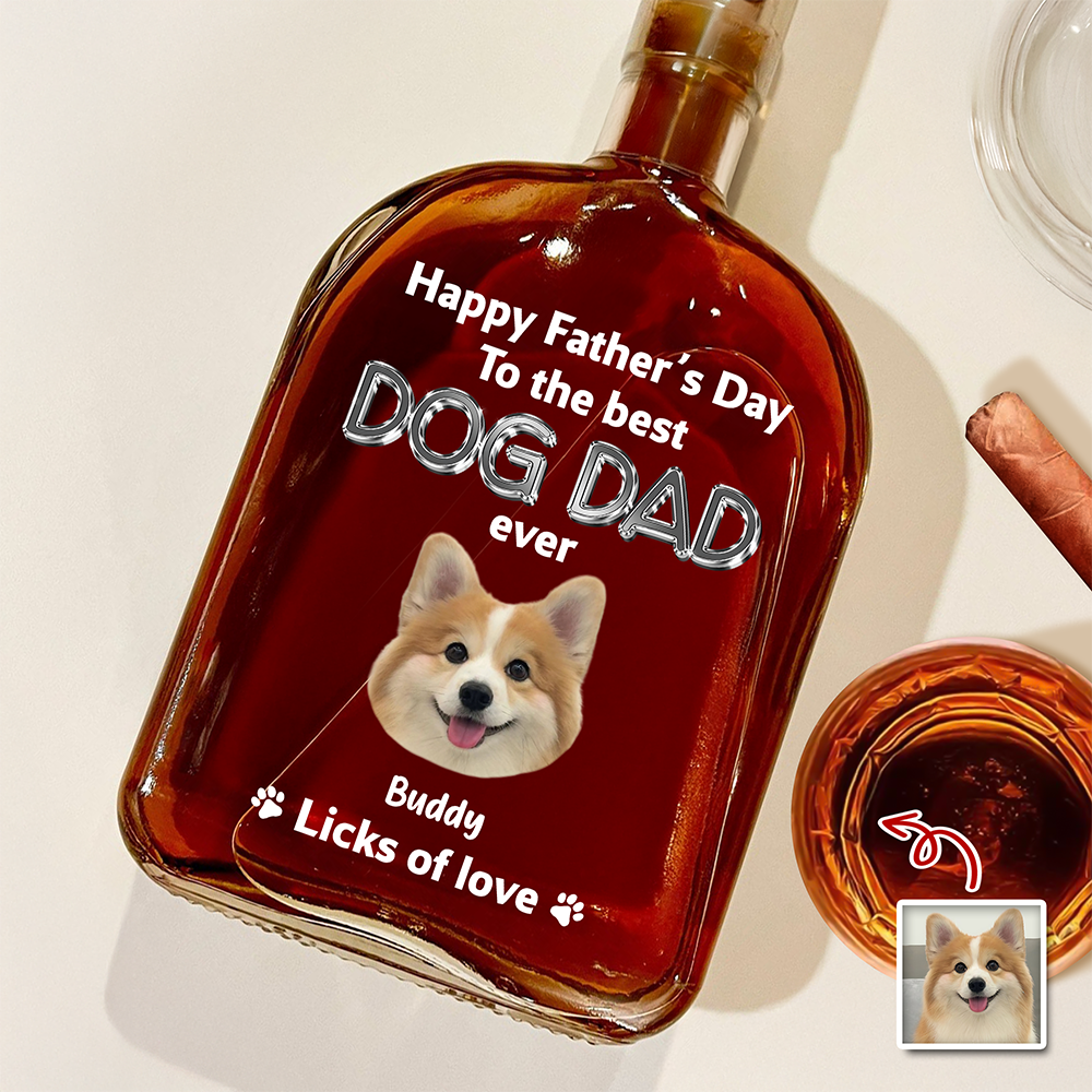 Personalized Photo Whiskey Bottle Custom Gift for Dog Dad HN590 - Whiskey Bottle GradoCreations