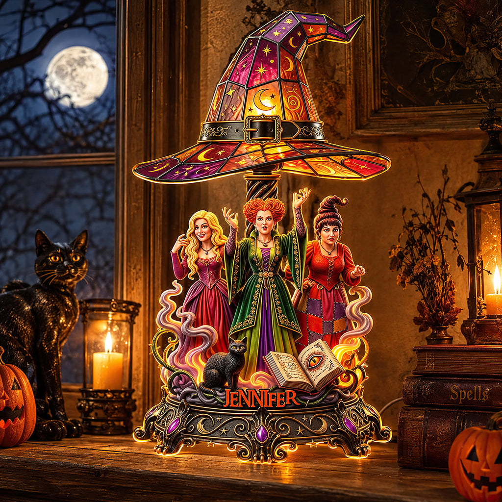 Personalized Acrylic Light Box with Witches Design - Halloween Decor Gift Acrylic Light Box GradoCreations