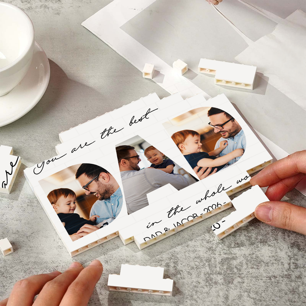 Custom Photo Building Block Gift for Dad Father's Day Keepsake HN590 - Building Blocks GradoCreations