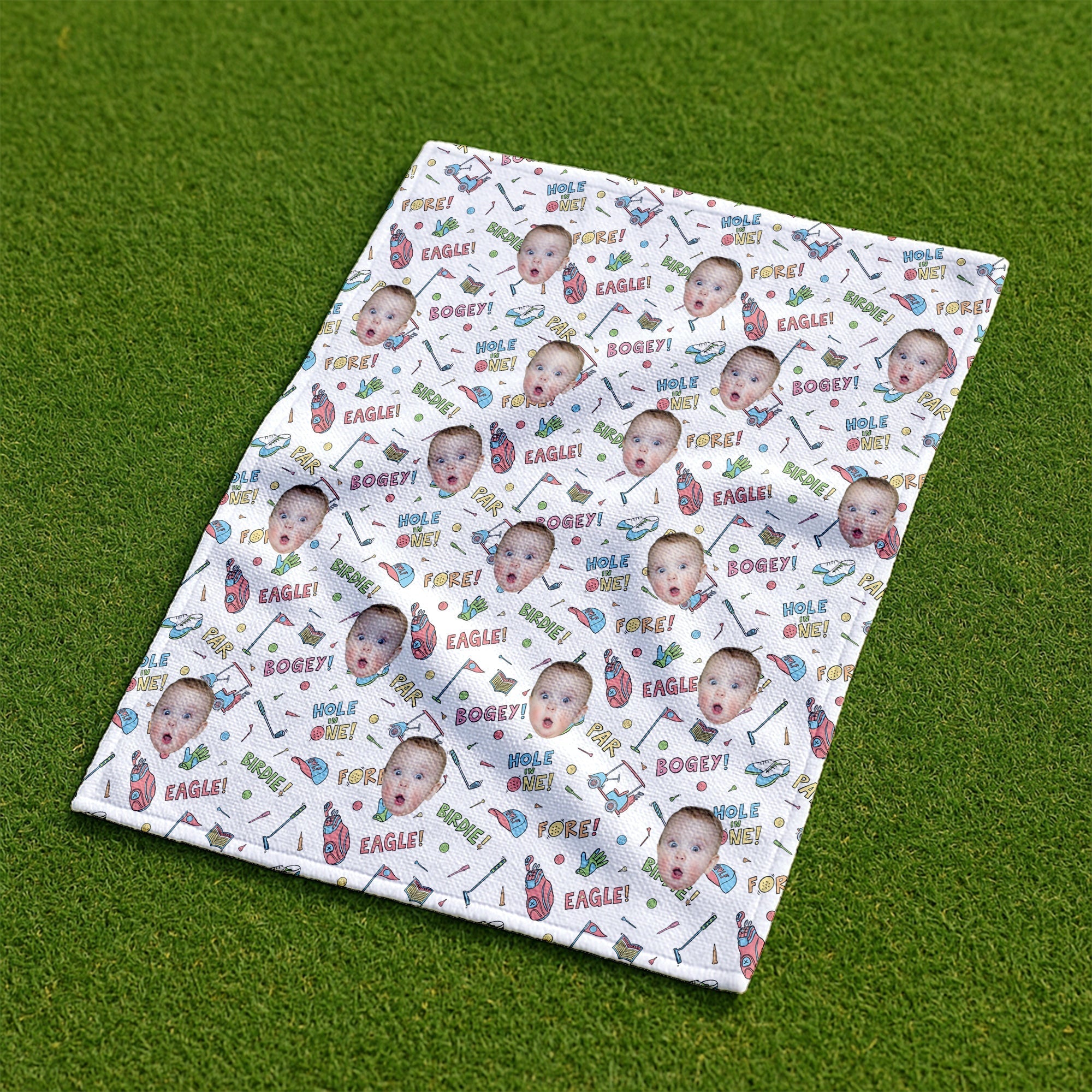 Personalized Golf Towel Custom Face Gift for Dad Grandpa