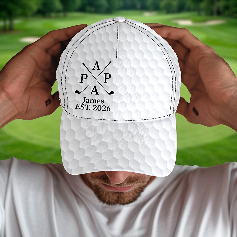 Personalized Golf Pattern Cap with Kids Names Gift for Dad HN590 - AOP Cap GradoCreations