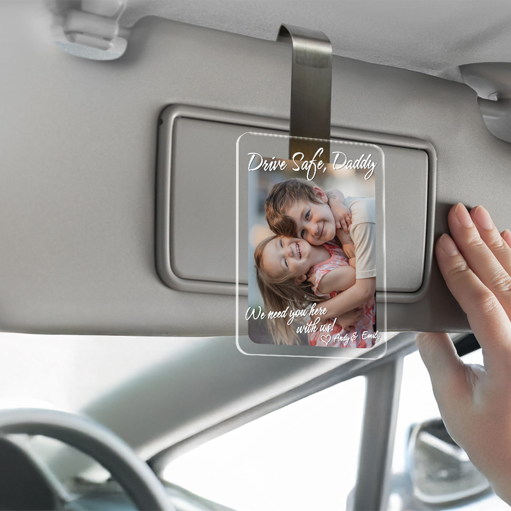 Personalized Acrylic Car Visor Clip with Photo for Dad's Day Gift HN590 - Acrylic Car Visor Clip GradoCreations