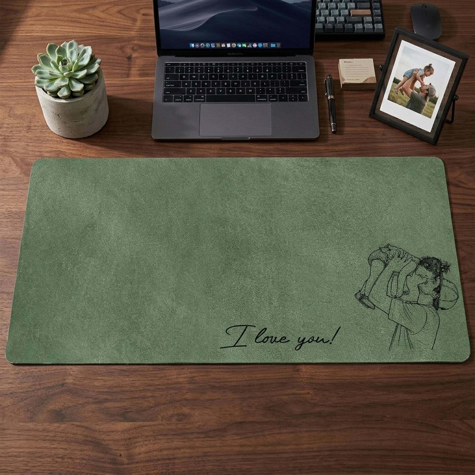 Personalized Desk Mat Custom Photo Sketch Gift for Dad HN590 - Desk Mat AI fix GradoCreations