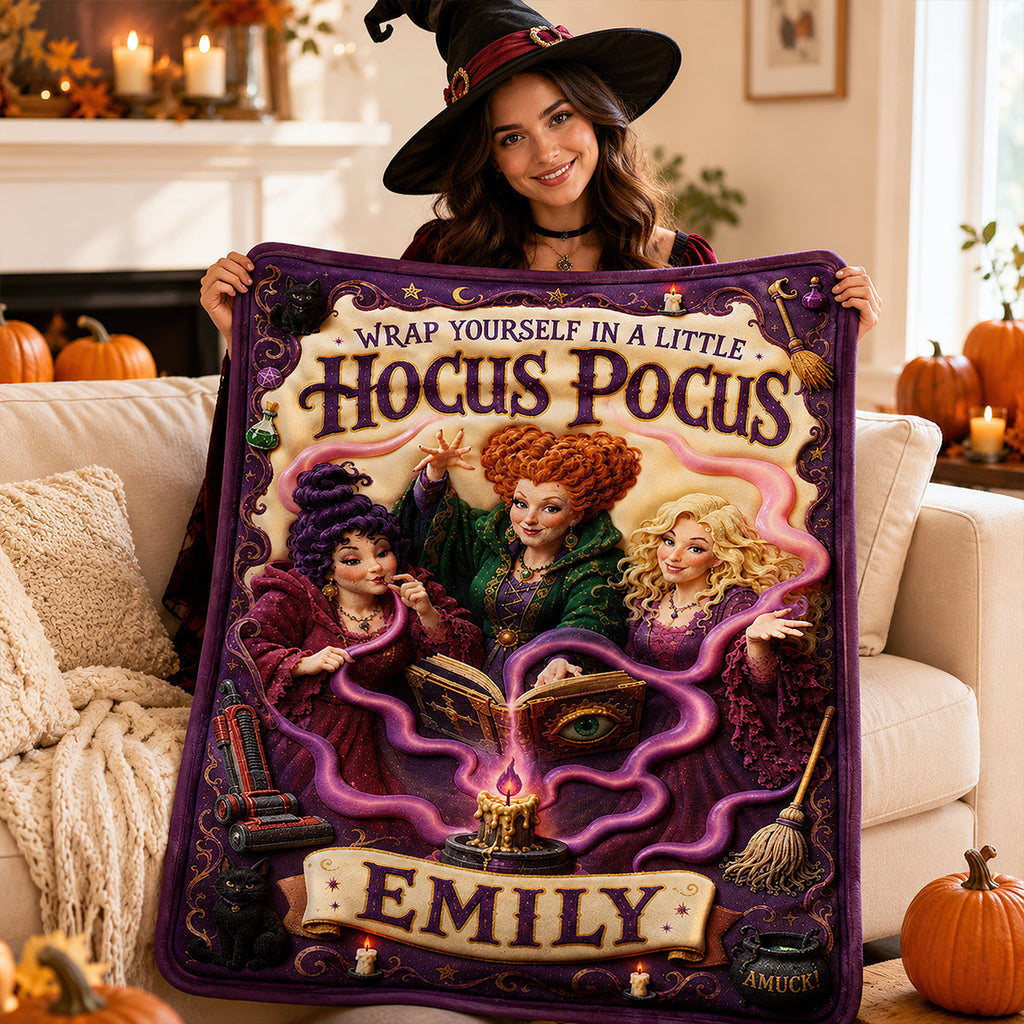 Personalized Hocus Pocus Halloween Blanket Custom Name Gift Blanket GradoCreations