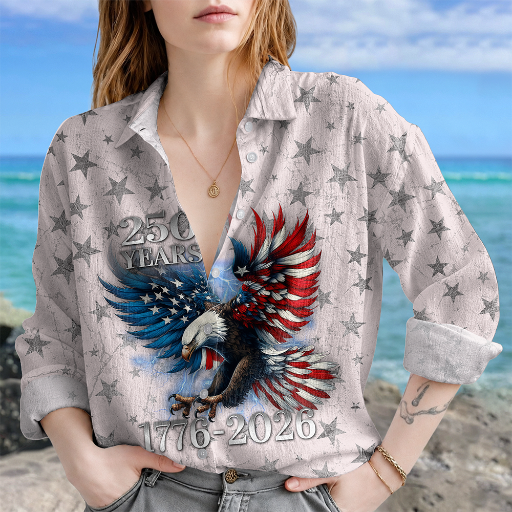 Personalized Eagle Blouse Shirt Patriotic Gift for Mom 4th of July HN590 - Blouse Shirt GradoCreations